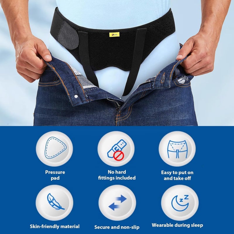 TENB Inguinal Hernia Belt for Men Support Hernias Truss for Single/Double Post-Surgical Adjustable Waist Strap with 2 Removable Compression Pads Breathable Material (Large) - Image 5